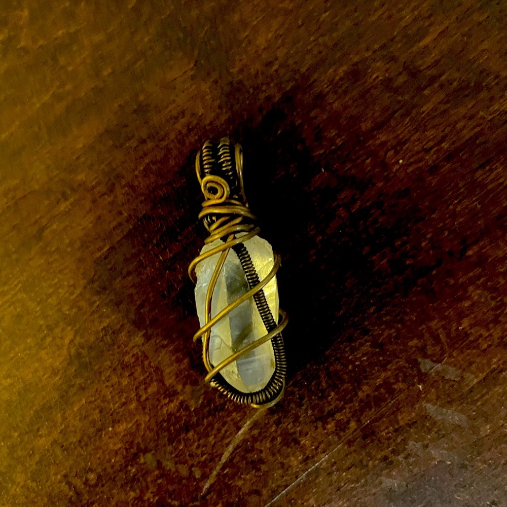 Handmade wire wrapped quartz